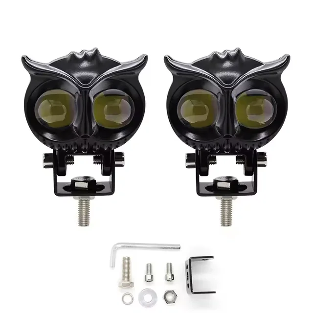 OWL Design Dual Color Led Motorcycle Fog Light Head Light Headlight Led Auxiliary Spot Led Lights for Motorcycle Luz Para Motor