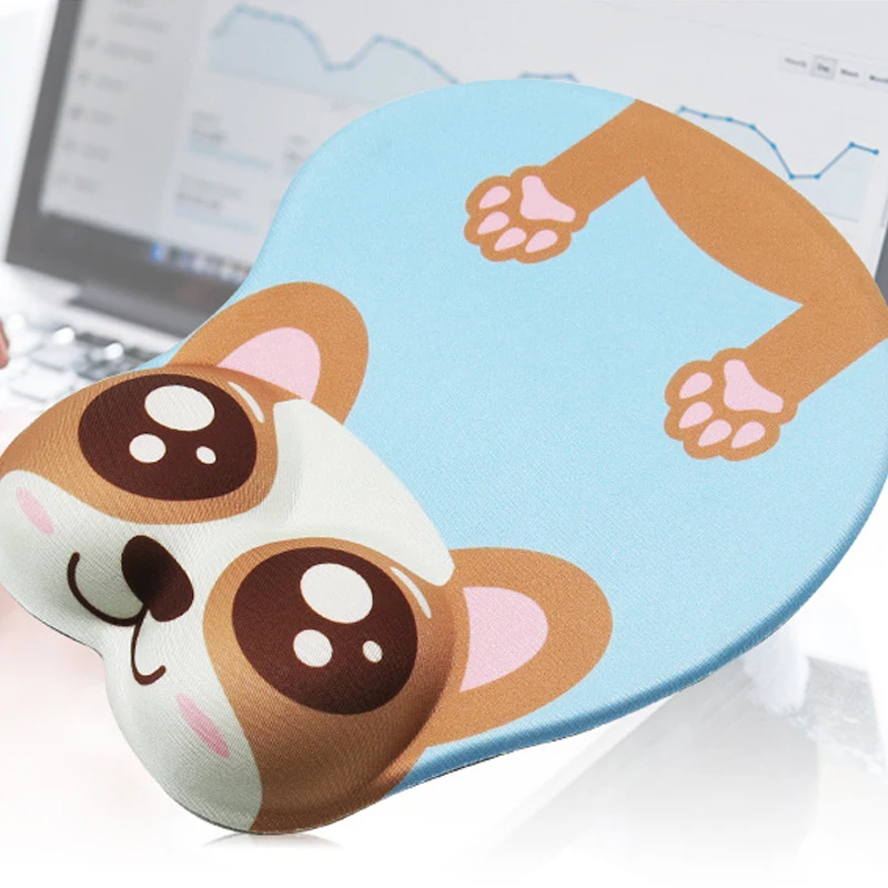 Wholesale Custom Print Creative Durable Silicon Gel 3D Corgi Big Ass Sexy Breast Wrist Rest  Mous Mouse Pad With Soft Silicon
