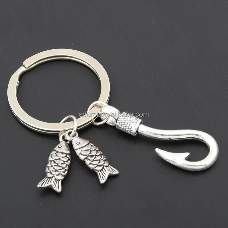 Fashion Key Ring Hip Hop Arrow Fish Hook Creative Handmade Alloy Fish Hook Key Chain Anchor