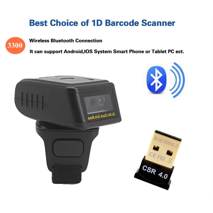 Ring Barcode Scanner 1D Laser Type Mini Blue tooth Finger Scanner Warehouse and Logistics Use
