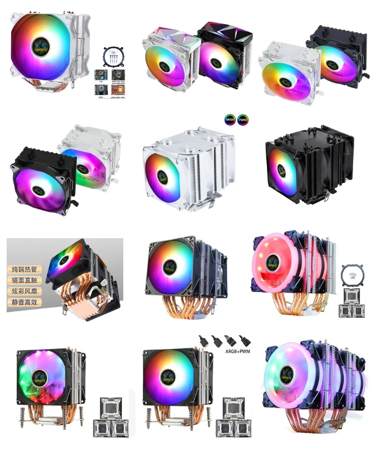 Air Cooler PC Cooler with RGB Heat Pipes 4 Pin PWM Silent Intel LGA ...