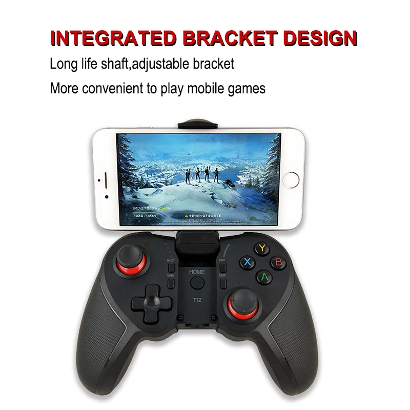T12 Mobile Game Controller With Phone Holder Joystick Wireless Gamepad ...