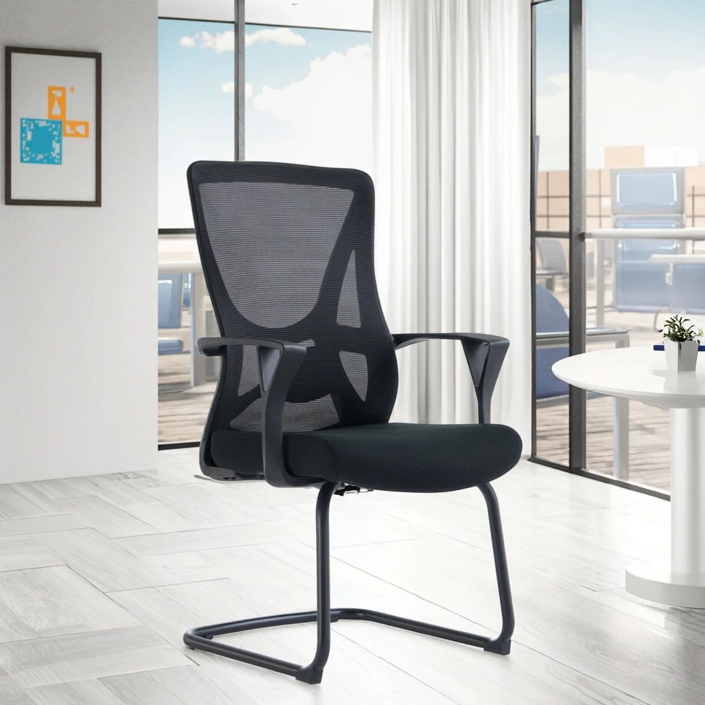 White Arched Base Minimalist Chair Integrated Lumbar Support Economy Office Home Seating 2