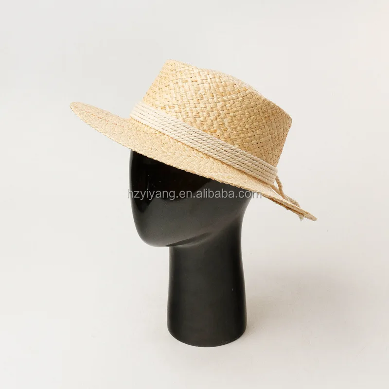 Luxury Telescope Crown Pork Pie Wide Flat Brim Straw Hat Featuring