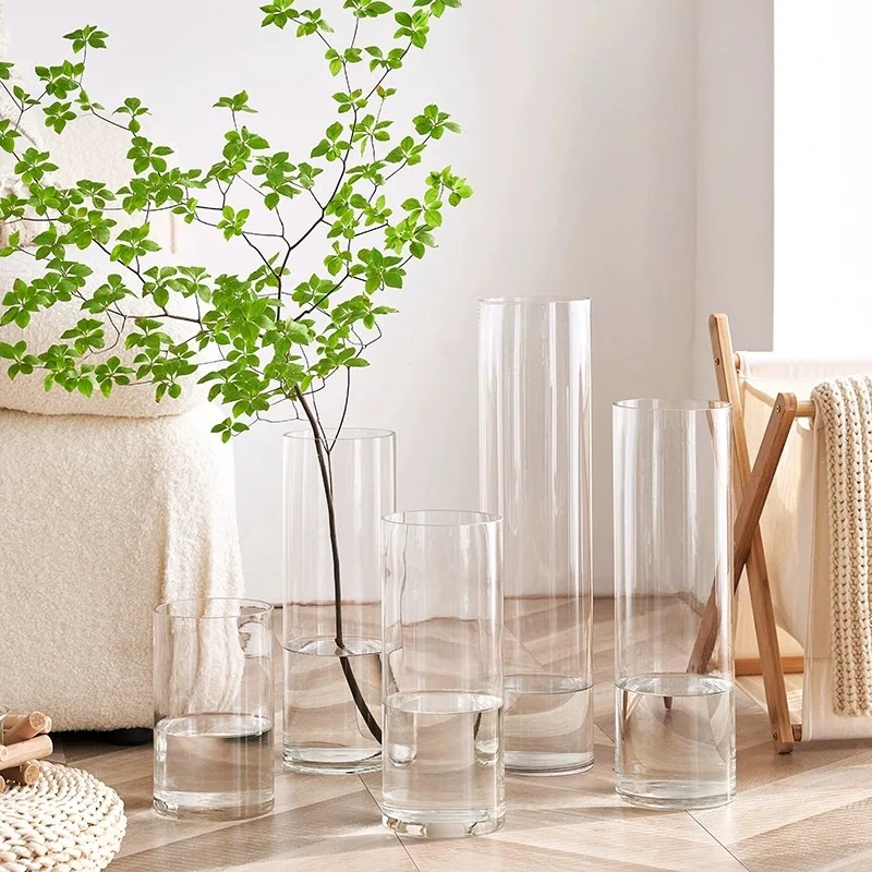 Meistverkaufte Hohe Große Klassische Mehrgrößen-blumenzylinder Kristall Hochzeits-glaszylinder Boden-glasvase Für Blumen