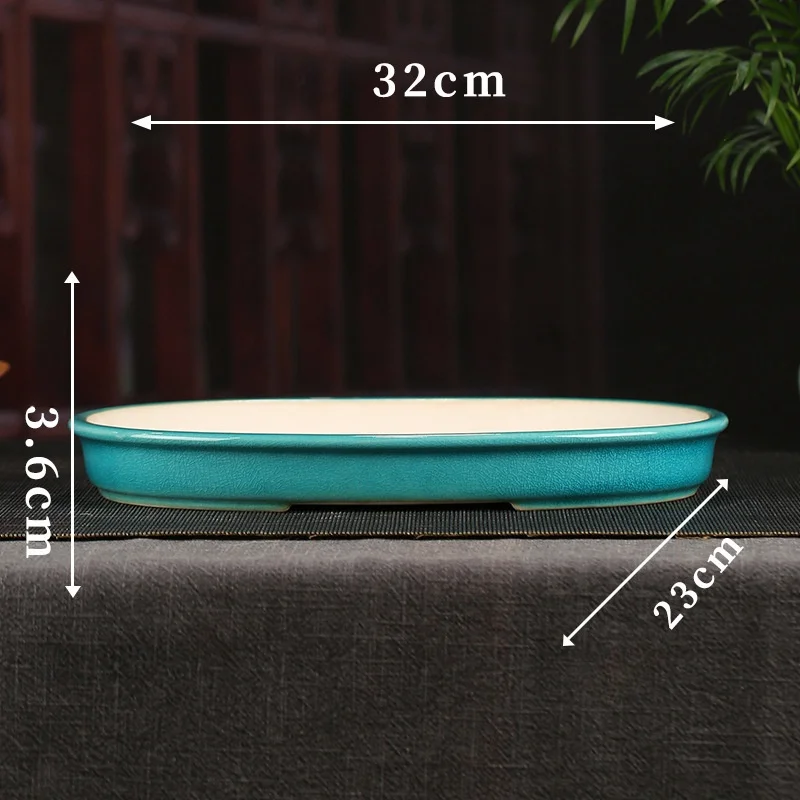 Redware Bonsai Tree Planter Pot Glazed Shallow Succulent Planter with Drainage Hole
