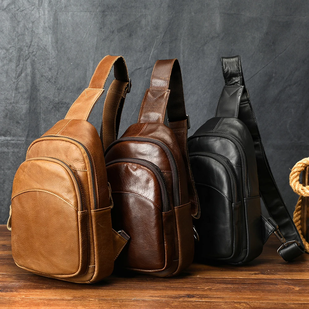 Unisex Chest Bag One Shoulder 2026.Marrant High Quality Leather Men's Chest Bag One Shoulder Backpack ...