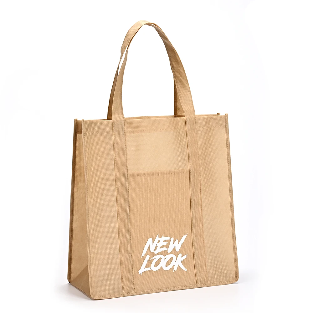 Custom Recycled Plastic Non Woven Shopping Tote Bag With logo Laminated Waterproof Reusable Eco Friendly Grocery Bag manufacture