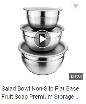 Cooking Baking Mixing Bowl with Vegetable Food Fruit Graters Lid Silicone Bottom Set - Stainless Steel Serving Bowl Salad Bowl
