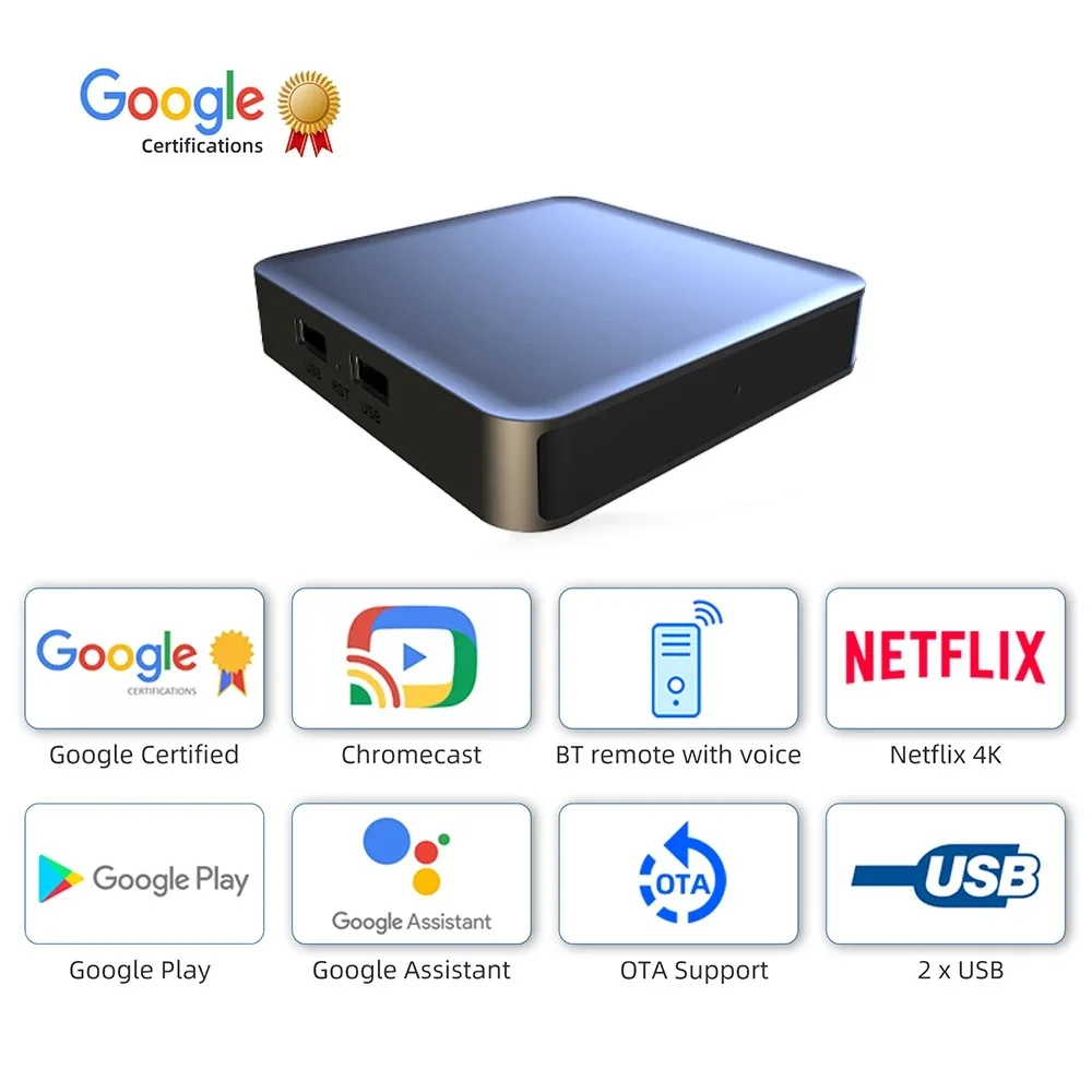 Dcolor GD2 4K Android Set Top Box Manufacturer New Arrival Voice Control Google Certified Android Tv Box