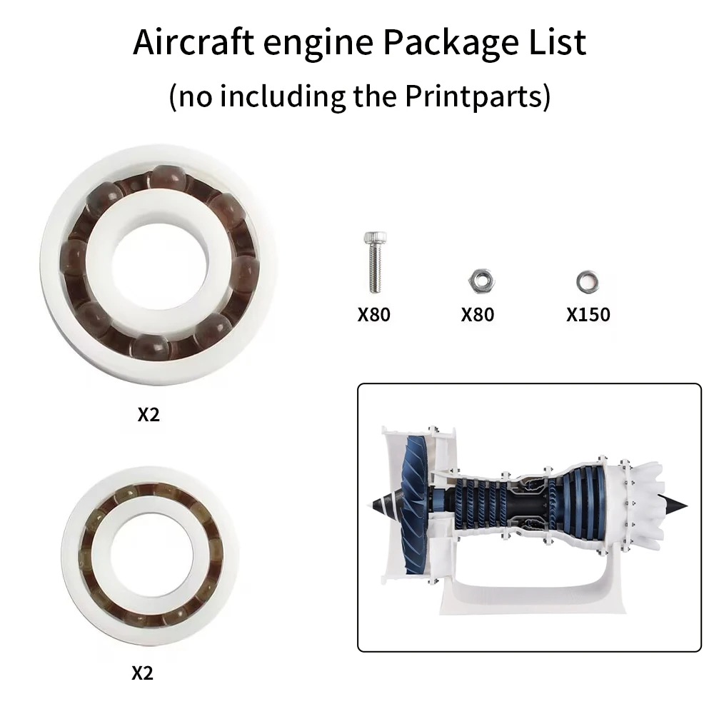 Bambu Lab Jet Engine Model Components Kit for 3D Print Parts