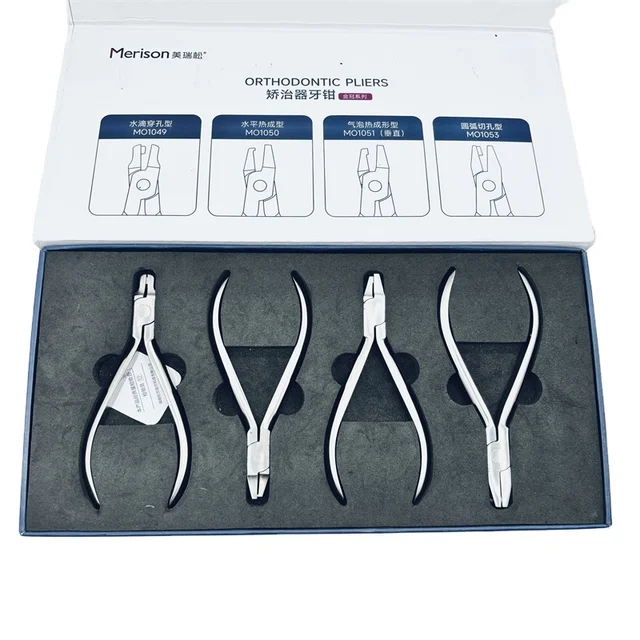 Merison MO1000 Instruments for Clear Aligners Orthodontic Forceps of Tear Drop, Horizontal & Vertical Notch and Hole Punch