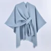 Solid tassel strap shawl light blue - 130x150cm