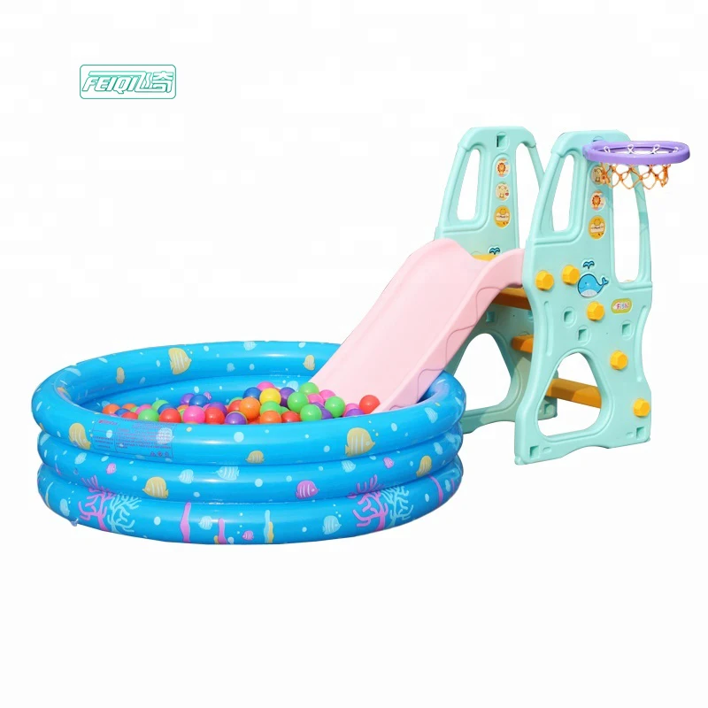 
 Многофункциональная детская пластиковая горка для помещений, Набор детских игрушек с шариковым бассейном  