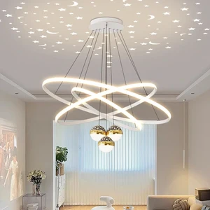 Ceiling Hanging Lamp Home Decor Rings High Steel Led Modern Nordic Luxury Crystal Chandelier Pendant Light