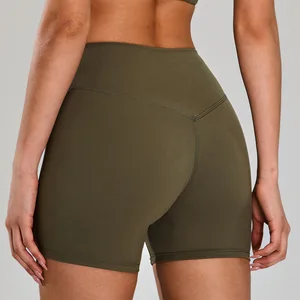 Best Quality Custom Women's High Waist Tight Yoga Shorts Solid Pattern Quick Drying Breathable Hip Lifting Sports Fitness Shorts
