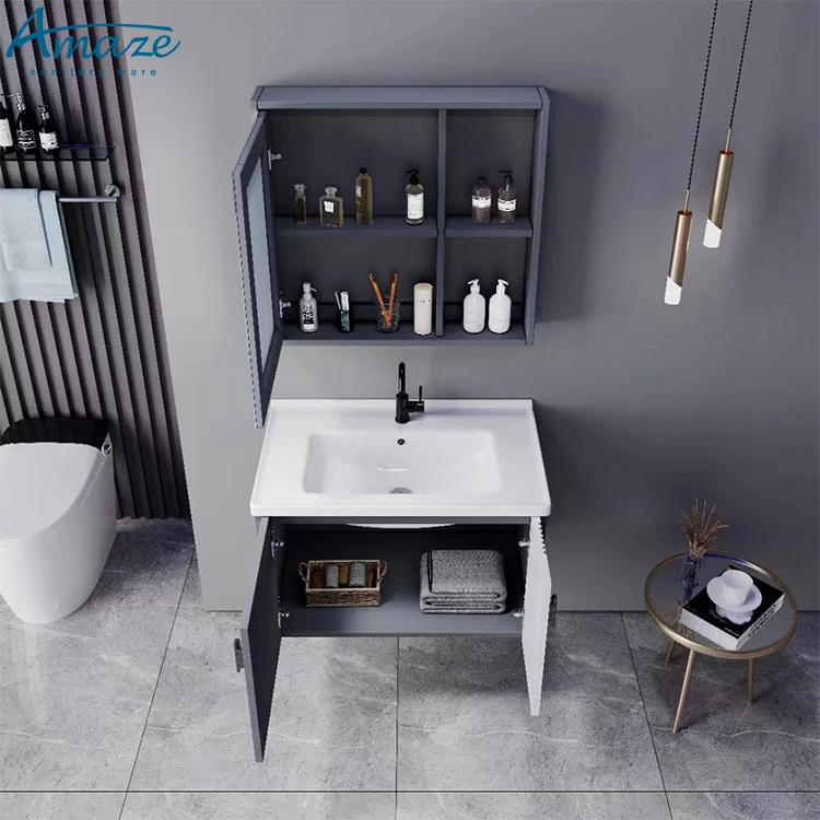 New design toilet furniture mirror wall mounted modern style bathroom sink vanity cabinet set supplier