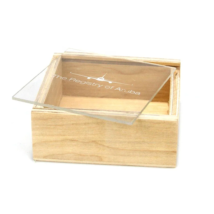 Custom Size Unfinished Small Wooden Storage Box with Sliding Lid for Packaging