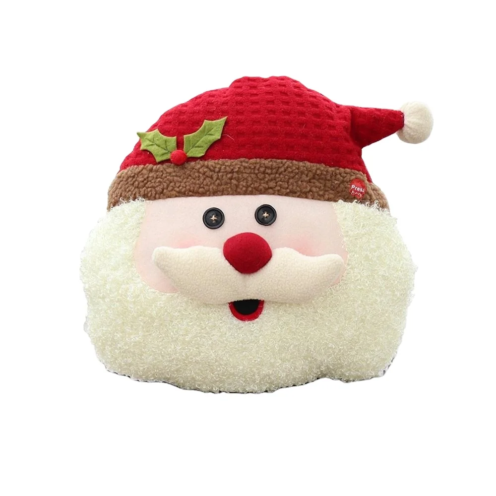 F718 Christmas Animated Musical Flappy Santa Claus ODM Pillow Plush Singing Xmas Pillow Christmas Musical Singing Plush Toys
