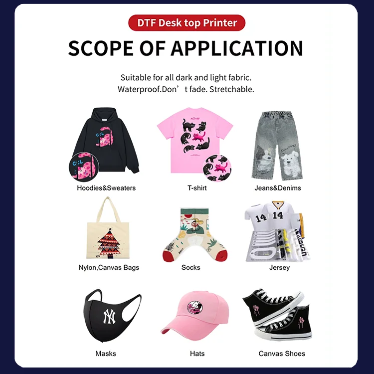 Lansong Small Size Pink A3 DTF Inkjet Printer T-Shirt Printing Machine T-shirt Clothes Pants Pillow Shoes Jeans Printing manufacture