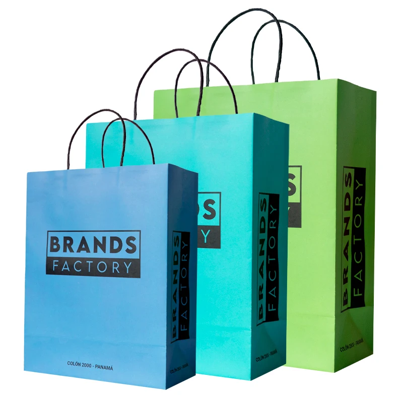Custom Eco Friendly Coloured Gift Shopping Takeaway Paper Kraft Packaging Bags with Your Own logo Bolsas De Papel Kraft Bag