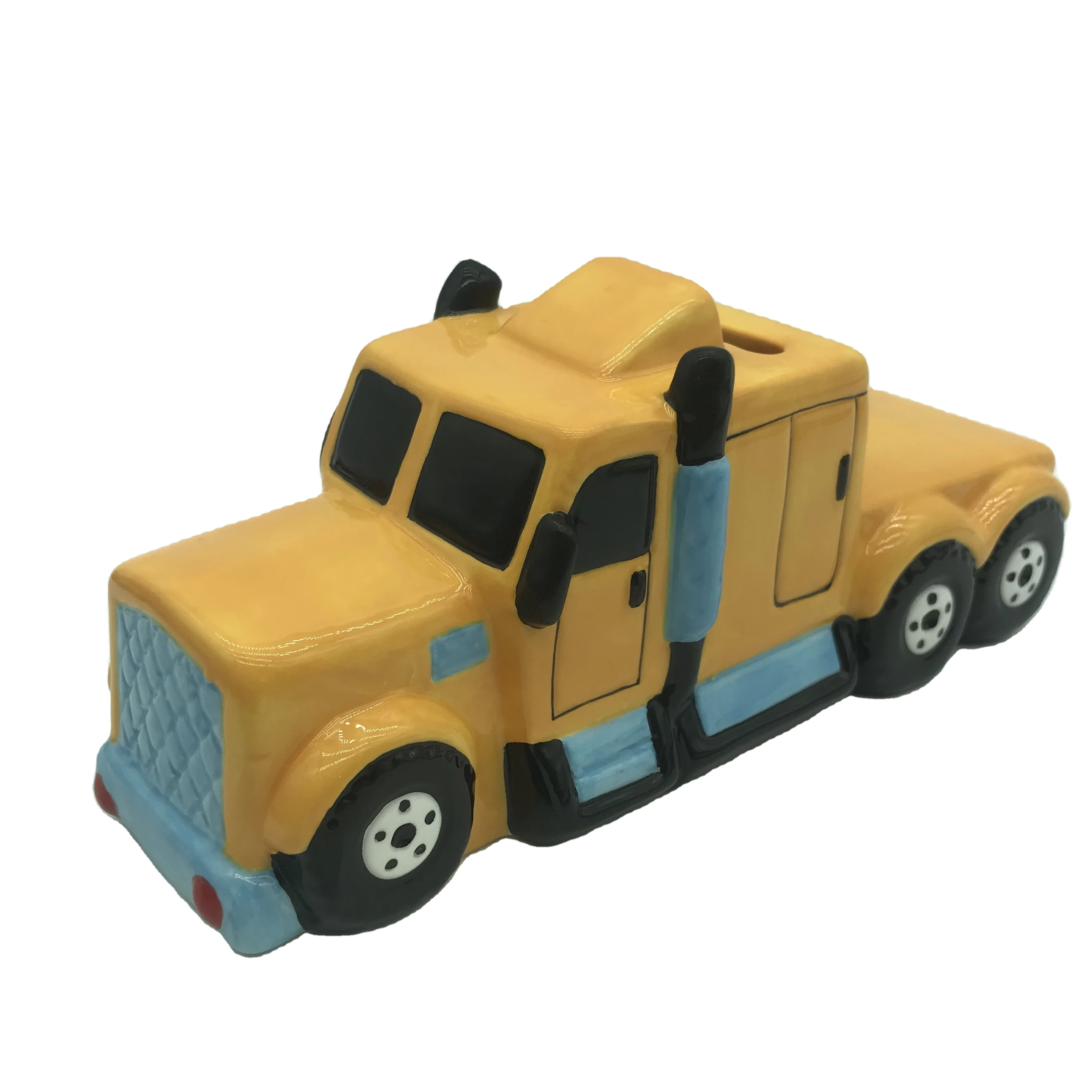 Hand Painted Truck Tractor Shaped Animal Ceramic Piggy Bank for Kid
