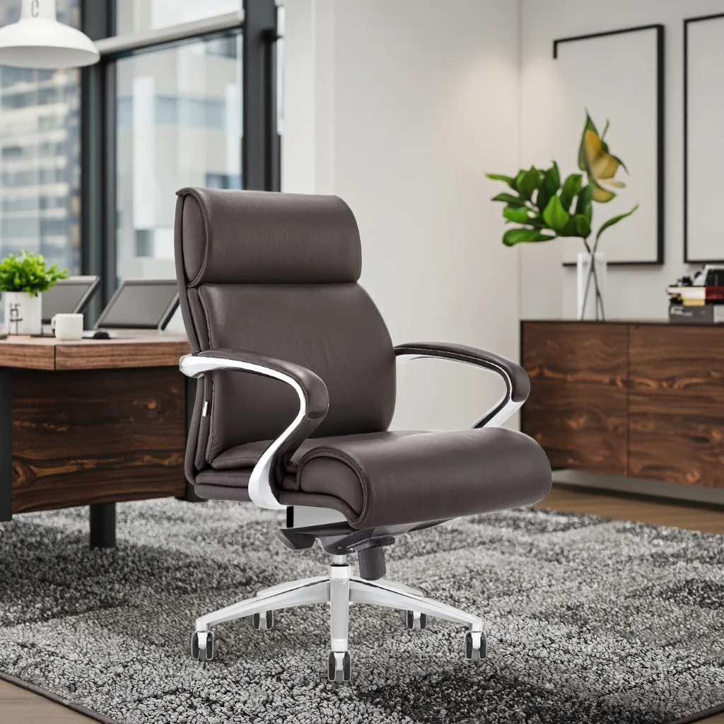 High-end Office Managers Chair Quadruple Locking Mechanism Breathable PU Leather Commercial Grade Seating 4