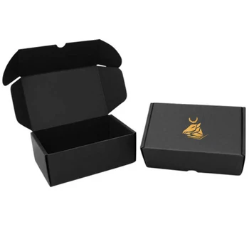 Customized Logo Printed Black Boxes Packaging Shoe Folding Corrugated Cardboard Shipping Mailer Box
