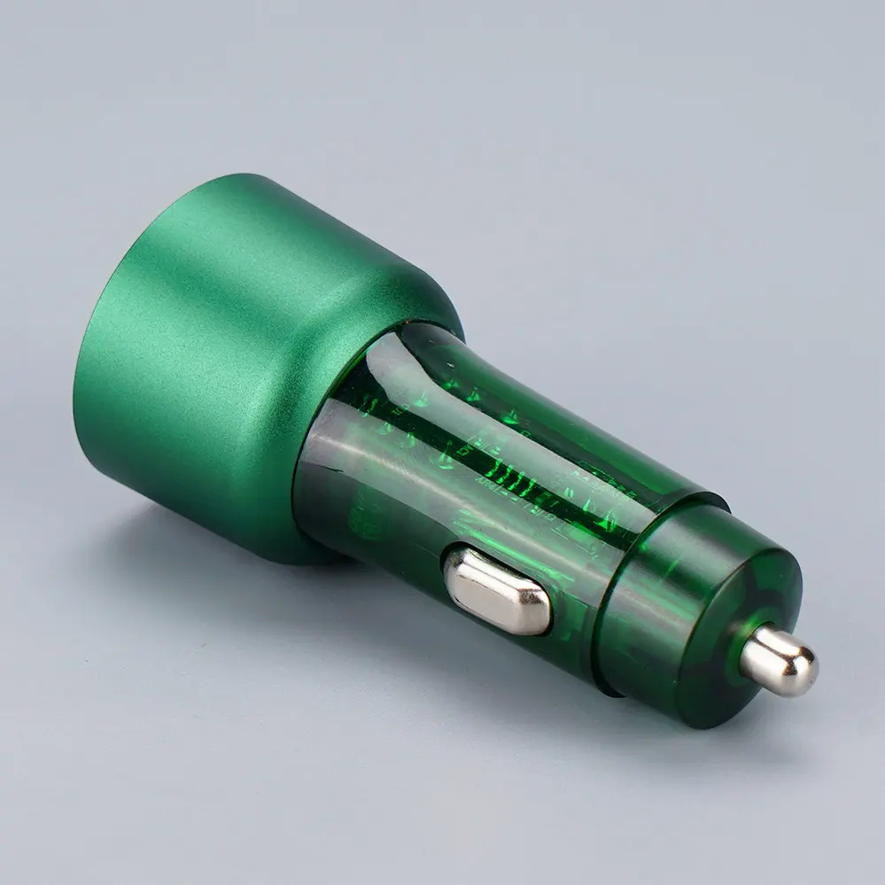  1 USB-A + 2 USB Type-C Green Car charger DC12V-24V 4082