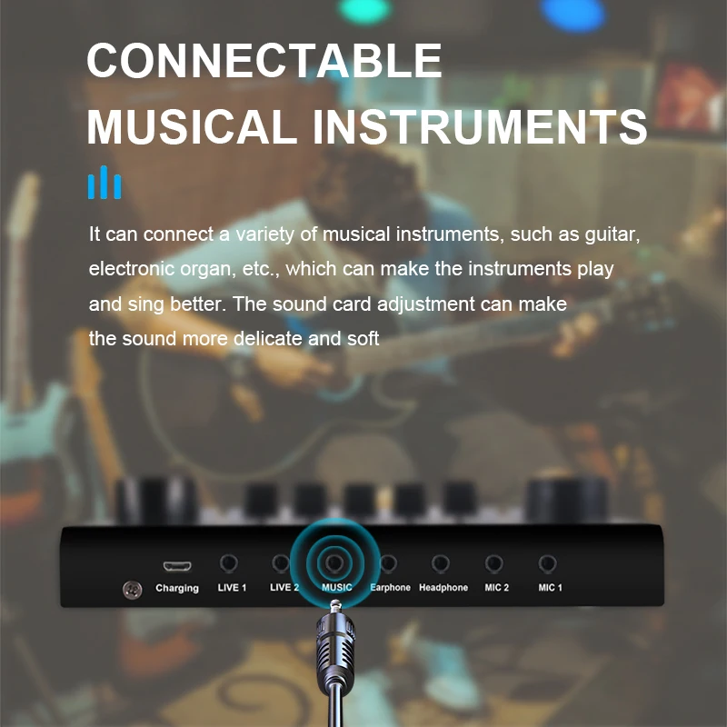 Live Sound Card Audio Interface Adjustable With Desktop Condenser Microphone and Monitor Headphone Podcast Production Studio Kit