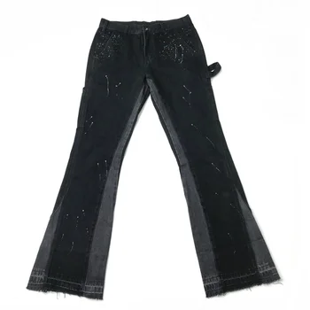 Original Tie-dyed Ripped Flared Denim Jean for Men Streetwear