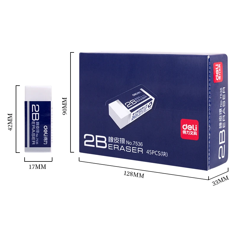 5Pcs DELI 7536 Pencil 2B Rubber Color Eraser Kawaii Correction Supplies School Office StationeryHigh Quality