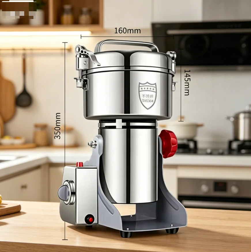 1000g Commercial Electric Vertical Grinder Stainless Steel Spice Coffee Bean Corn Soybean Peanut Grain Grinding Crushing Machine