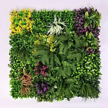 Factory Wholesale Fake Grass Backdrop Artificial Panel Decoration Green Faux Flower Boxwood Hedge Plant Wall