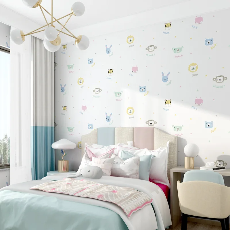Children's Wallpaper Bedroom Girl Boy Room Nordic Style Princess Cute  Animal Korean Cartoon Wallpaper - Buy 3d Design Wallpaper,3d Colorful  Flowers Style Wallpapers Panel Wall,Beautiful Fresh Wall Stickers Product  on 