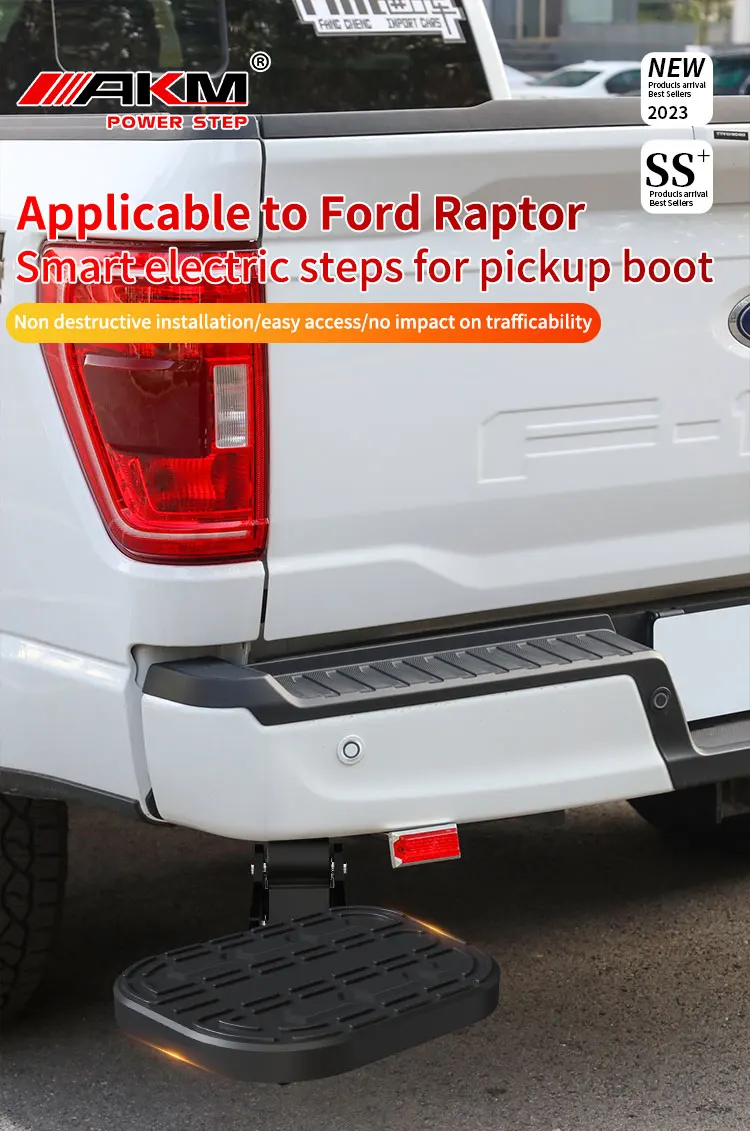 Custom Rear Bed Step Retractable Bumper Truck Tailgate Step for Ford F-150 trunk foot board F150 folding step details