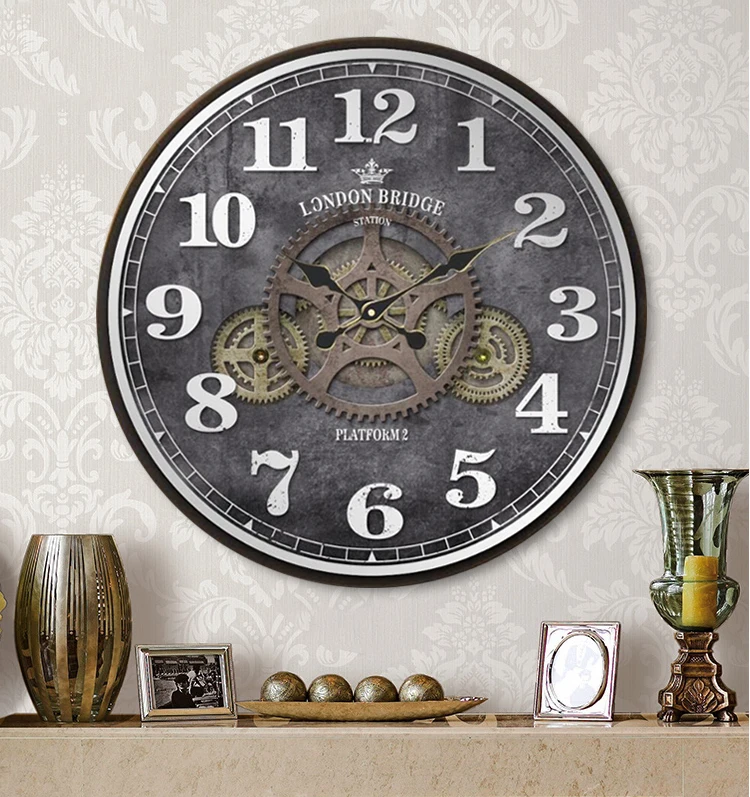 19-дюймовые большие деревянные настенные часы с ультрафиолетовым