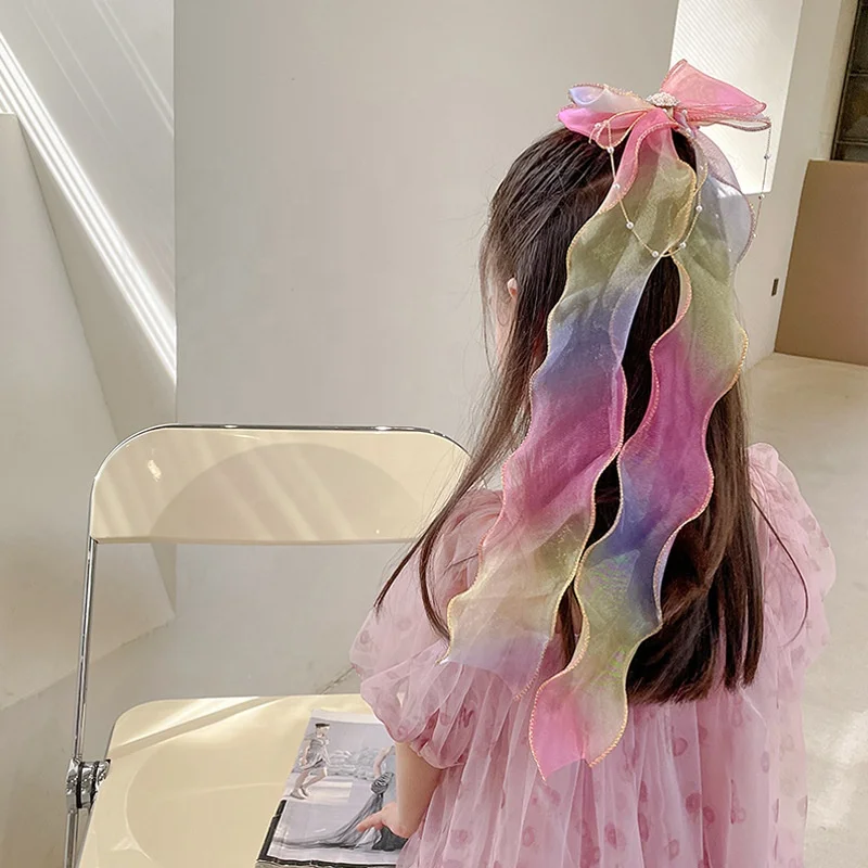 Аксессуары для волос с бантом для девочек, заколки для волос для детей, милые заколки для волос с лентой