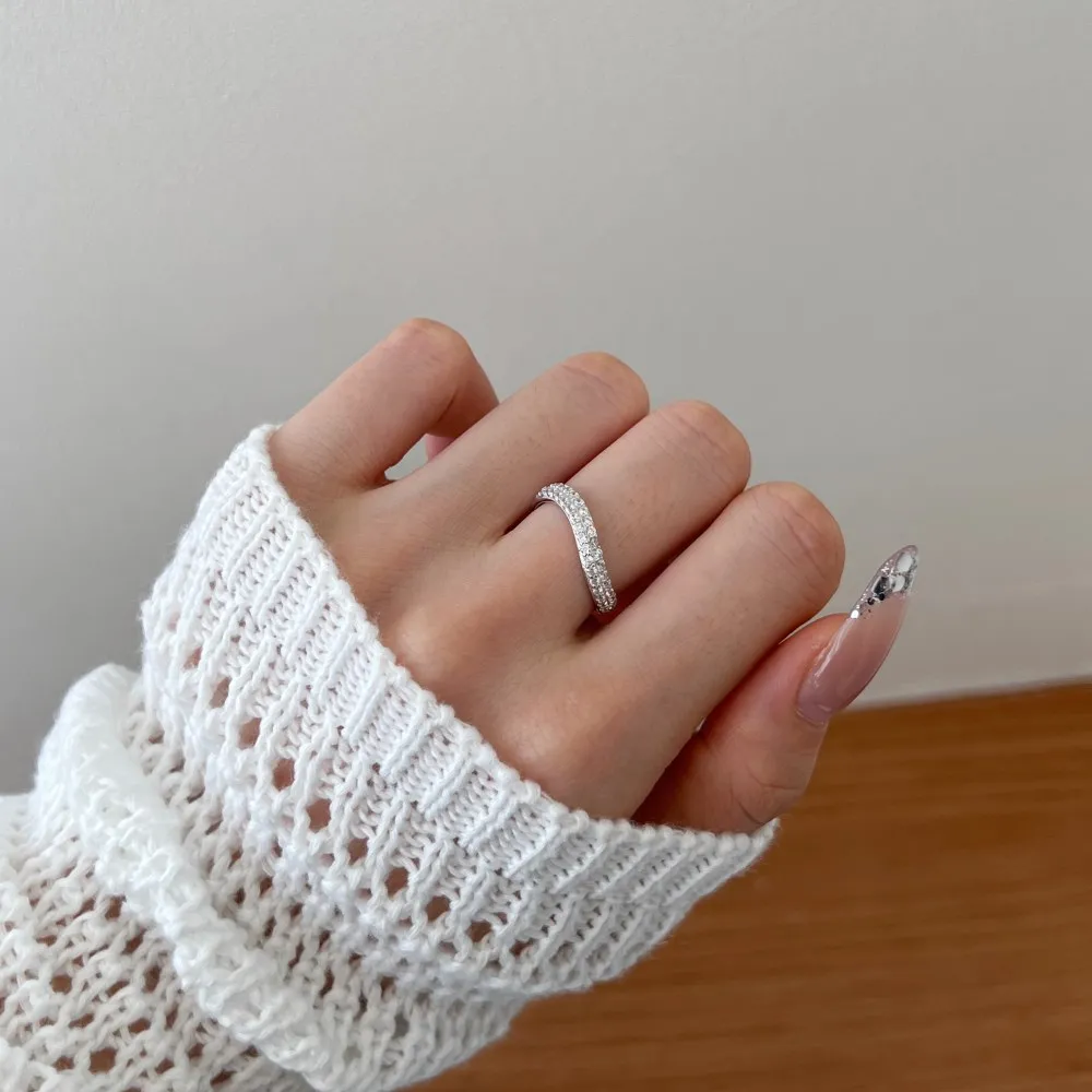 KAKODIY Sales 925 Sterling Silver Eternity Band 5A Cubic Zirconia Geometric Curve Engagement Bridal Ring detail 8