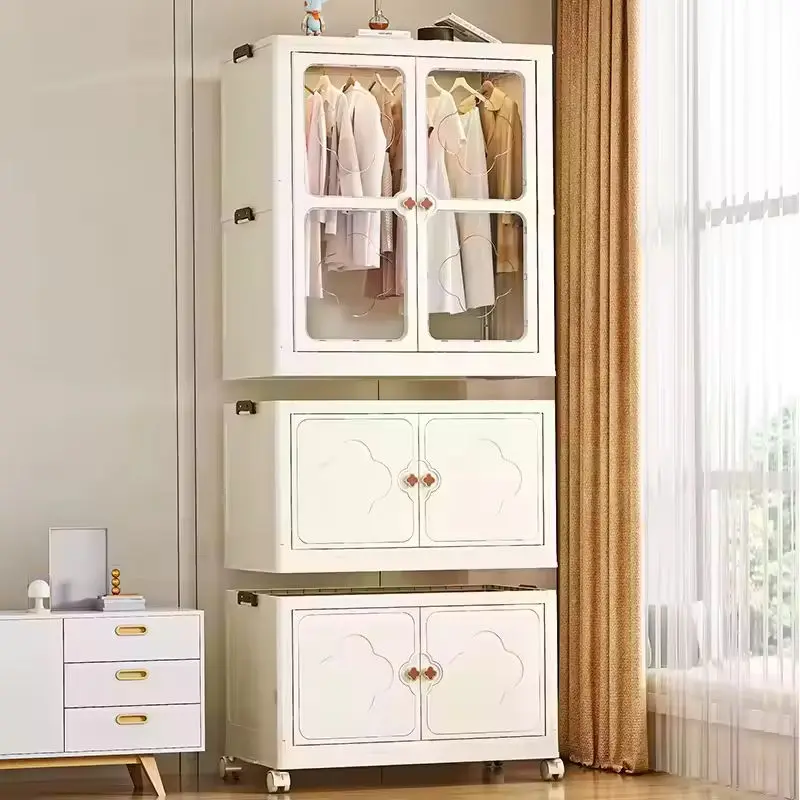 Foldable Plastic Organizer Wardrobe Cabinet for Home Portable Baby Toys Children's Clothes Storage Rectangle Fordable Injection supplier