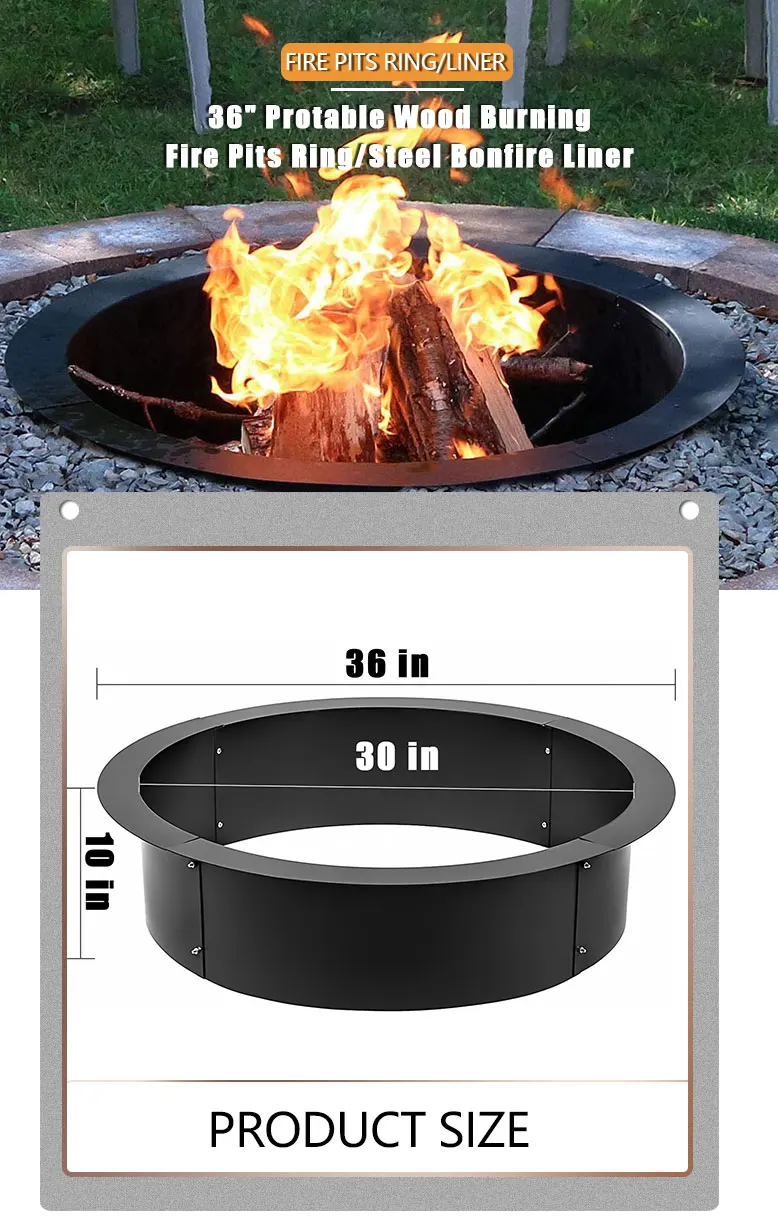 36 Inch Fire Outdoor Pits Liner Portable Camping Fire Wood Burning