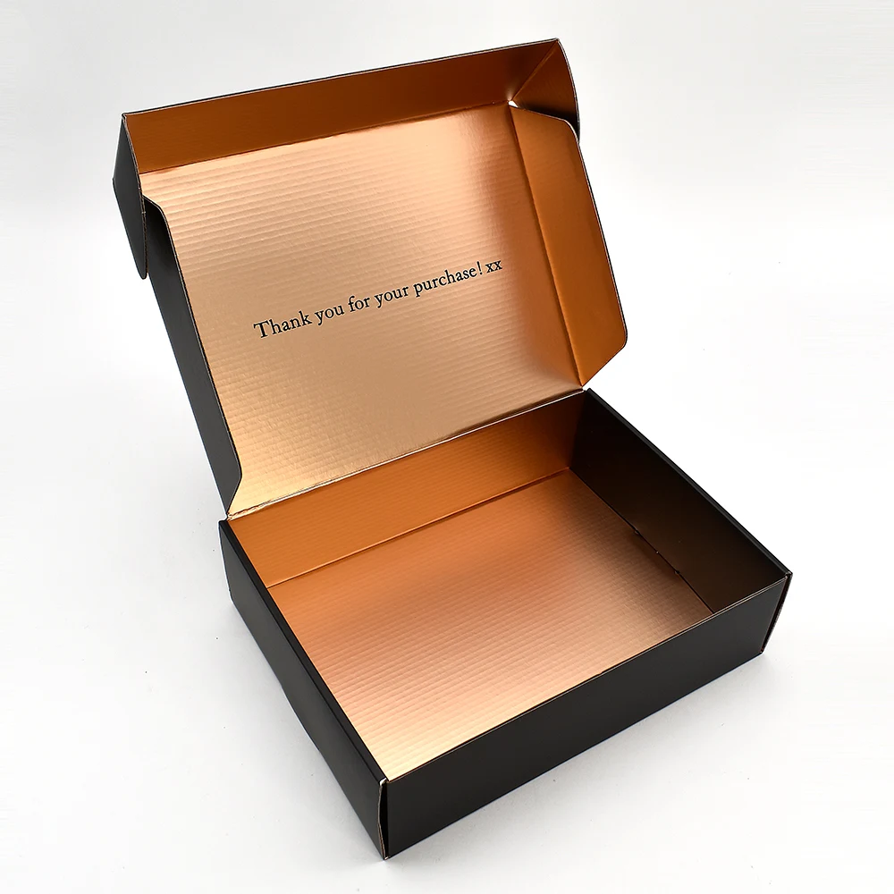 Customized logo for Factory Samples, Black Cosmetics, Corrugated Packaging, Mailbox Transport Box details