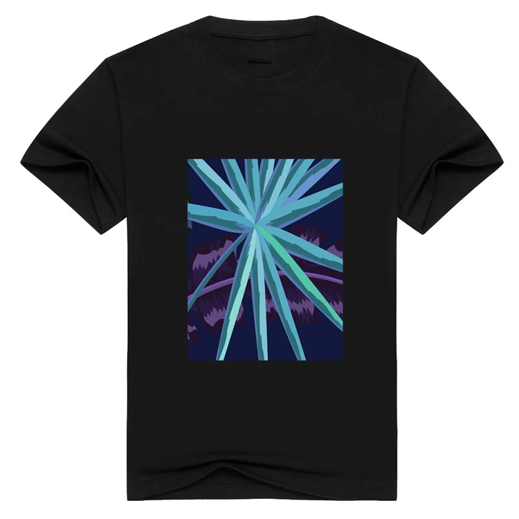 2024 New European and American Large 3D Digital Direct Spray Printed T-shirt Custom Cotton Black T S