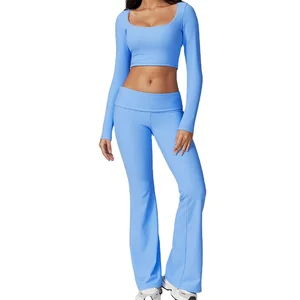 LANGHE Custom High Quality Quick Dry Gym Sport Wear Yoga Short Sports Gym Fitness Sets Clothes Set for Women