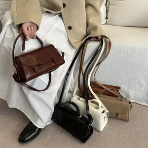 2026 Winter New Women's Bag PU Retro Single Shoulder Handbag Fashionable Solid Color Crossbody Bag