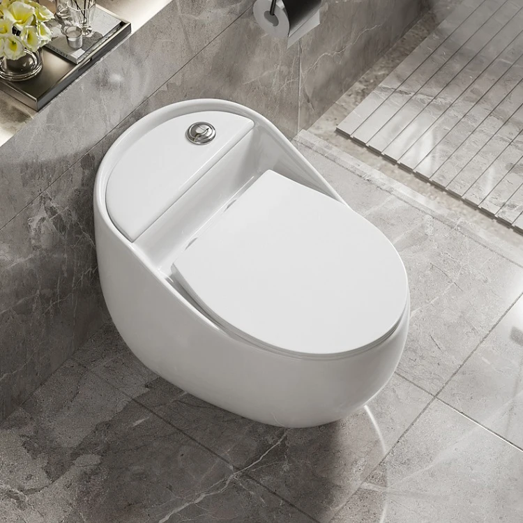 Modern design hotel bathroom round water closet siphon flushing one piece ceramic egg shaped wc toilet details