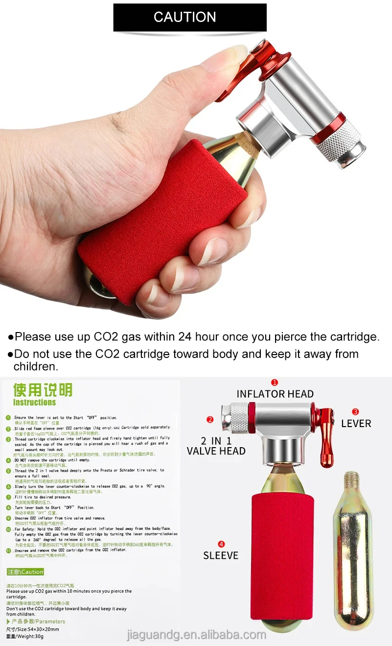 Portable 16g Cartridge Co2 Inflator Emergency Mini Bicycle Tire Pump