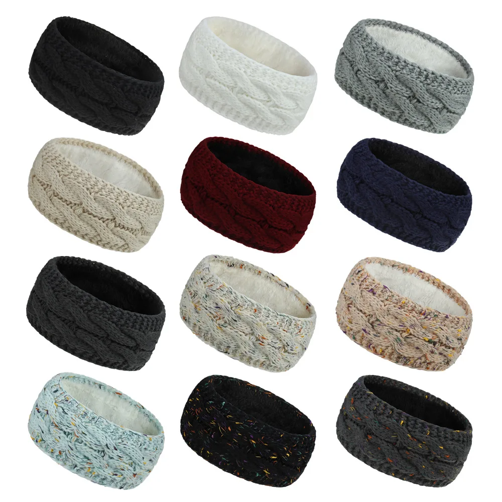 custom logo women winter knit crochet elastic headband fashion girl ear warmer stretch wide headbands