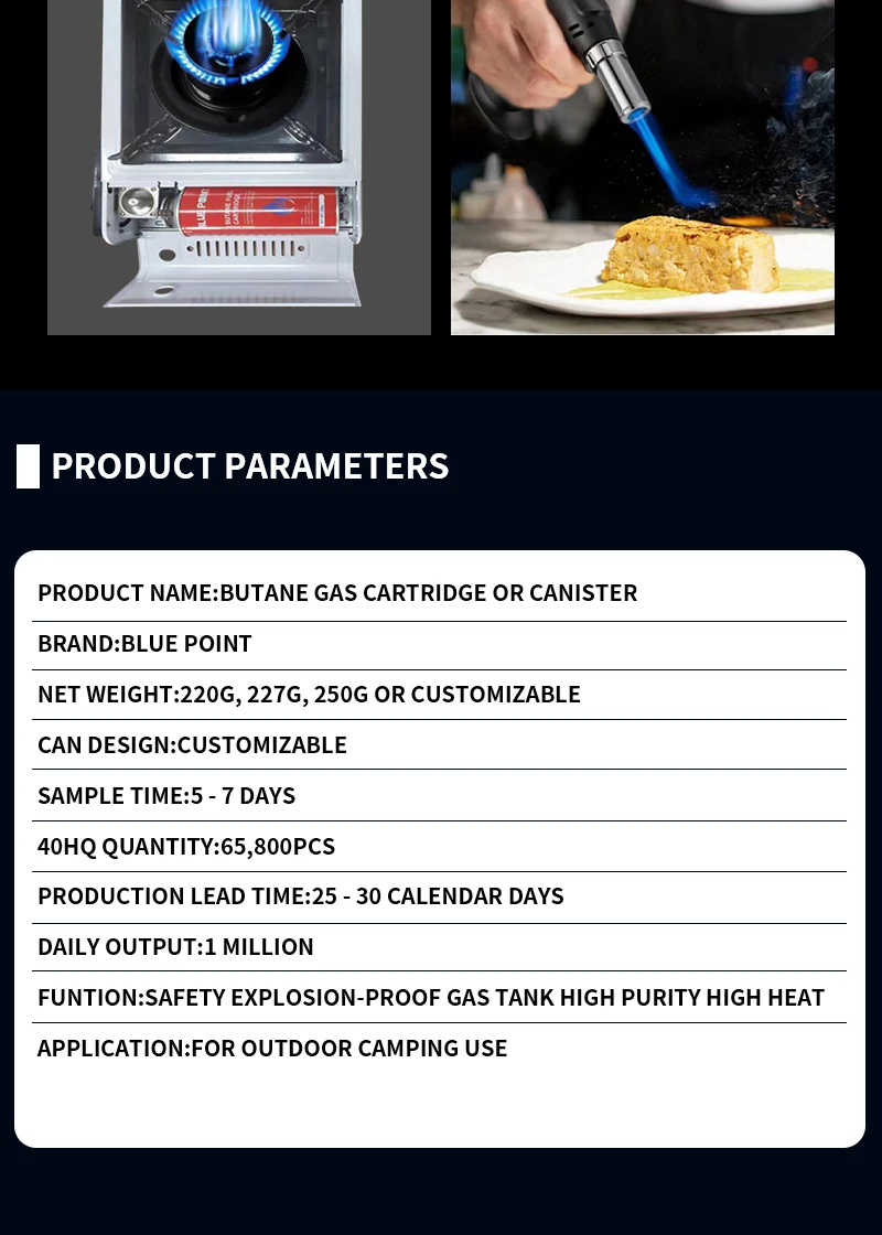 Effective 220250g Butane Gas Refill Portable Butane Fuel Canister For Camping And Butane Gas