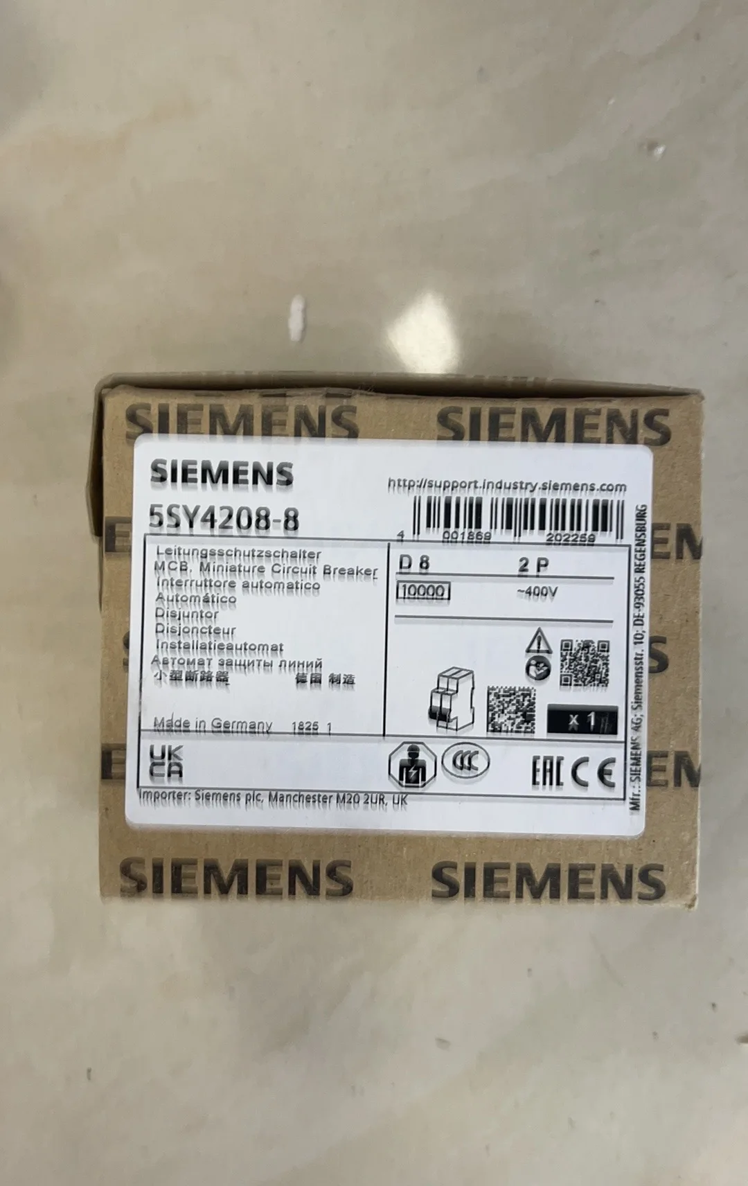 SIEMENS Miniature Circuit Breaker 5SY4208-8 SIEMENS Miniature Circuit Breaker 5SY4208-8